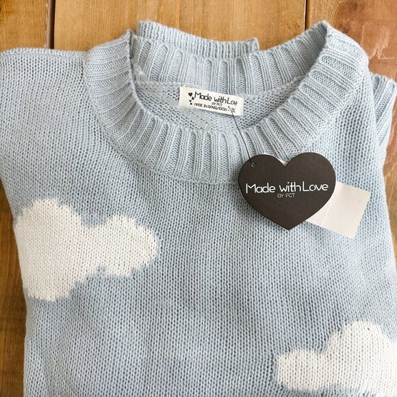 NWT Made With Love Sky Blue Sweater Clouds 3X - Picture 7 of 7